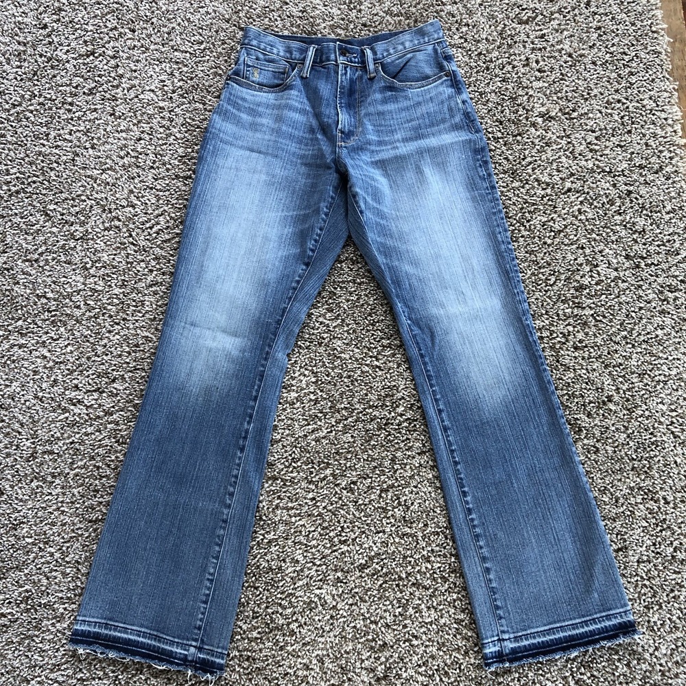 Todd Snyder Western Fit Jeans Measures 27x30 Light Wash Bootcut Raw Hem Denim